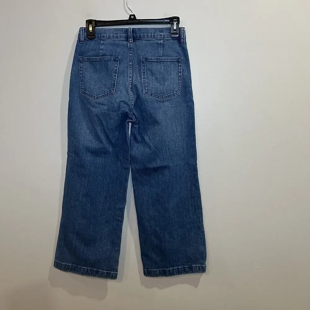 J. Crew Cropped Trouser Wide Leg Women’s‎ Denim Pants Size 26 Stretchy